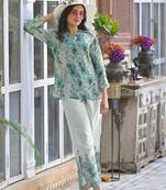 Green printed cotton raya angel co ord sets
