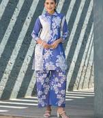Blue printed cotton raya angel co ord sets