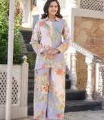 Multicolor printed cotton raya angel co ord sets