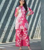Pink printed cotton raya angel co ord sets