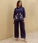 Navy blue plain cotton raya angel co ord sets