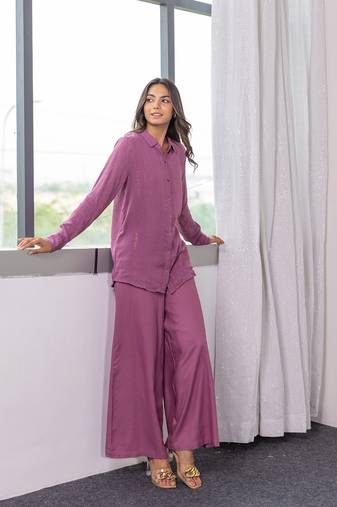 Purple plain cotton raya angel co ord sets