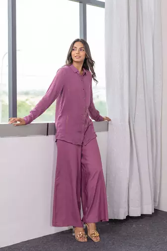 Purple plain cotton raya angel co ord sets