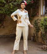 White plain cotton raya angel co ord sets