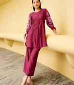 Wine plain viscose rayon raya angel co ord sets
