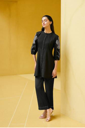 Black plain viscose rayon raya angel co ord sets