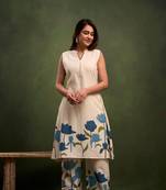 Blue plain blended cotton raya angel co ord sets