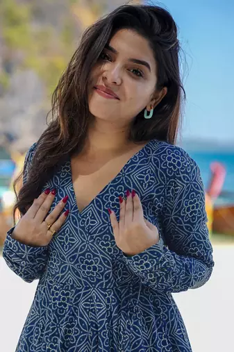 Teal blue printed muslin palazzo suits