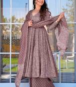  Mauve printed muslin palazzo suits