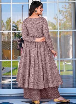  Mauve printed muslin palazzo suits 4