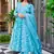 Sky blue printed muslin palazzo suits
