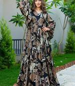 Black printed chinon gown