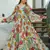 Pista green printed chinon gown