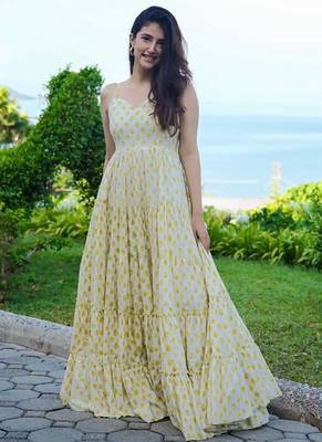 White printed rayon gown 1