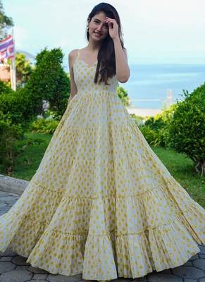 White printed rayon gown 2