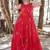 Red printed rayon gown