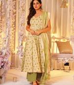 Cream printed muslin palazzo Suit