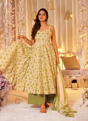 Cream printed muslin palazzo Suit 2