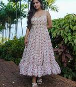 White printed rayon gown