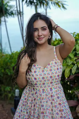 White printed rayon gown