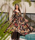 Black printed cottan palazzo Suit