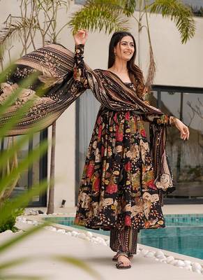 Black printed cottan palazzo Suit 3