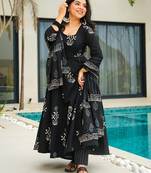 Black printed cottan palazzo Suit
