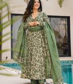Beige printed cottan palazzo Suit