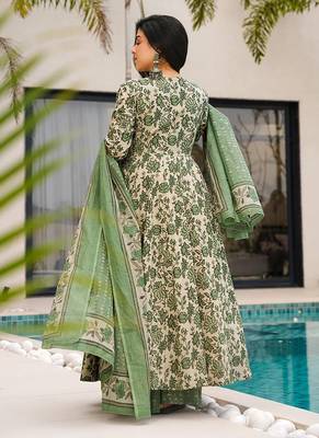 Beige printed cottan palazzo Suit 2