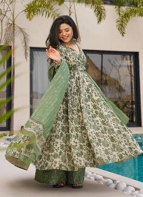 Beige printed cottan palazzo Suit 3