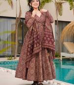 Brown printed cottan palazzo Suit