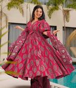 Rani pink printed cottan palazzo Suit