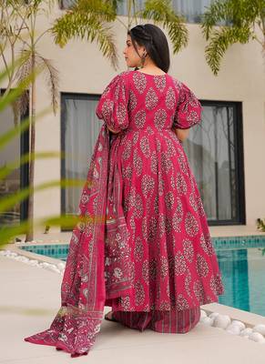 Rani pink printed cottan palazzo Suit 2