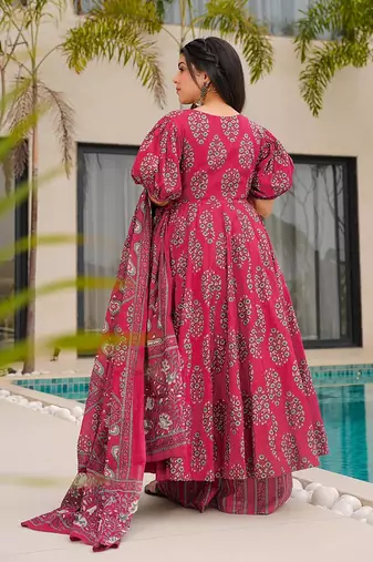 Rani pink printed cottan palazzo Suit