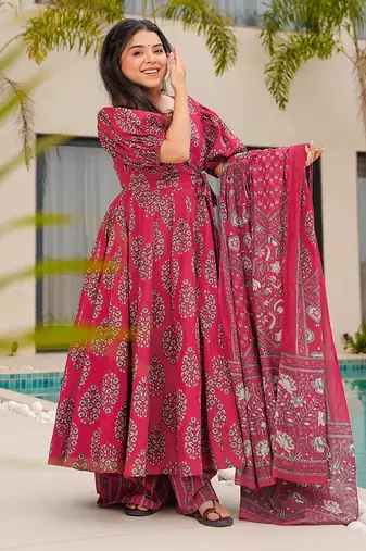 Rani pink printed cottan palazzo Suit