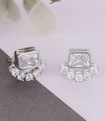 Lovely squire shape silver plated stud earring for women and girls