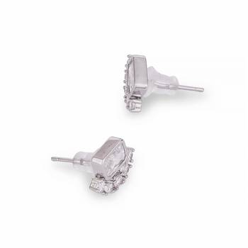 Lovely squire shape silver plated stud earring for women and girls 4