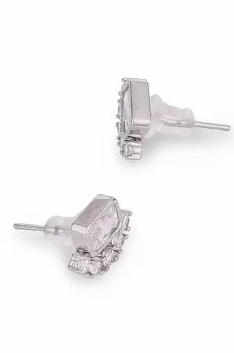 Lovely squire shape silver plated stud earring for women and girls