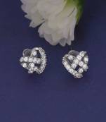 Modern heart shape silver plated stud earring for women and girls