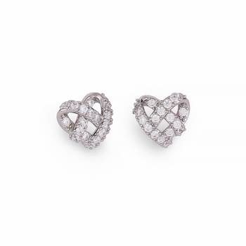 Modern heart shape silver plated stud earring for women and girls 2