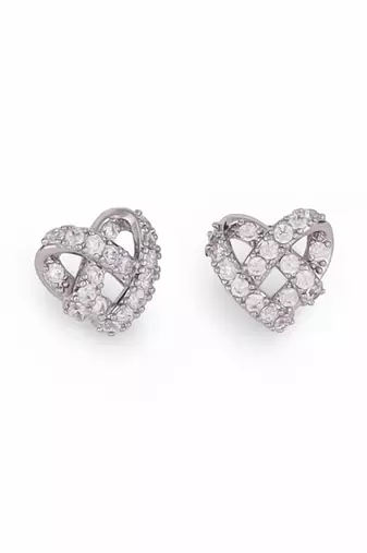 Modern heart shape silver plated stud earring for women and girls