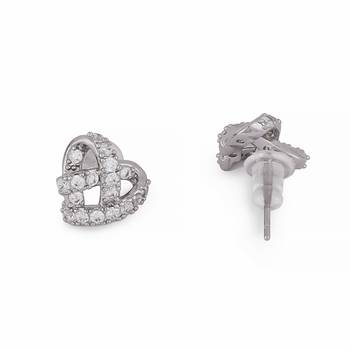 Modern heart shape silver plated stud earring for women and girls 3