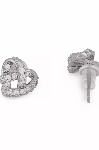 Modern heart shape silver plated stud earring for women and girls