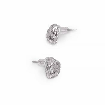Modern heart shape silver plated stud earring for women and girls 4
