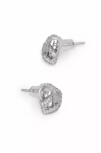 Modern heart shape silver plated stud earring for women and girls