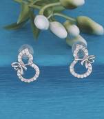 Stylish figure 8 shape studded cz silver plated stud earring for women and girls