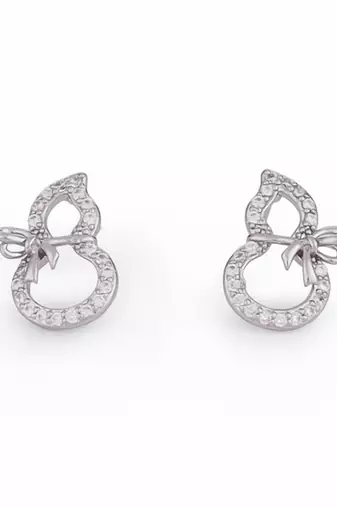 Stylish figure 8 shape studded cz silver plated stud earring for women and girls