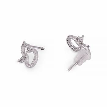 Stylish figure 8 shape studded cz silver plated stud earring for women and girls 3