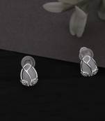 Pleasant oval shape silver plated stud earring for women and girls