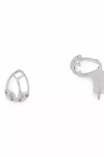 Pleasant oval shape silver plated stud earring for women and girls
